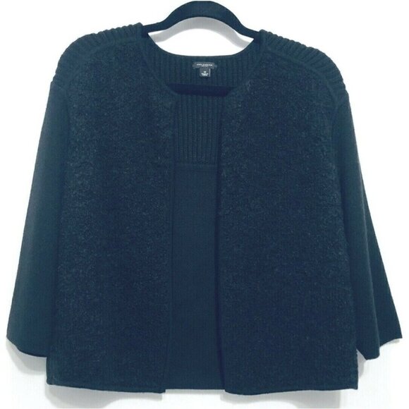 Ann Taylor Womens Medium Black Sweater Open Jacket Alpaca Cardigan Shacket - Picture 1 of 6